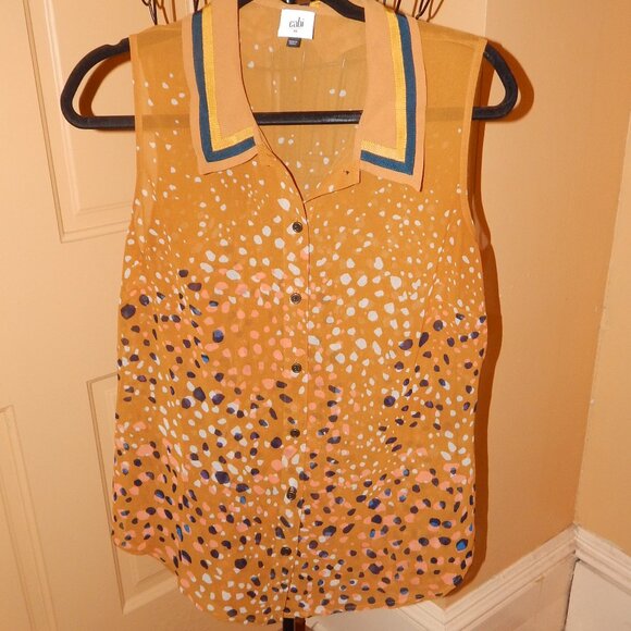 Ladies CAbi Semi-Sheer Sleeveless Blouse - Top- Shirt ~~ Size M ~ Button-Front - Picture 2 of 9